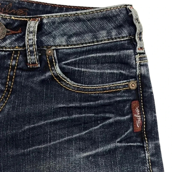 SILVER Toni Western Glove Works Bootcut Jeans Blue Wash Denim Size 24/31 NEW - Picture 6 of 12